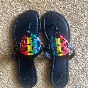 Tory Burch Rainbow Patent Leather Millers.